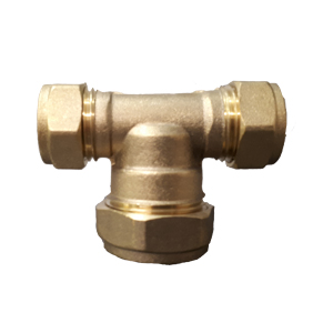 Brass Compression Reducing Tee - 15mm x 15mm x 22mm